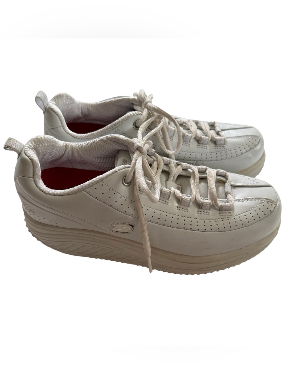 Skechers Work Women’s Shape Ups Chunky White Sneakers Shoes Size 7.5